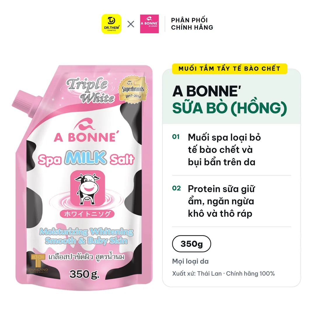 Muối Tắm Sữa Bò A Bonne Spa Milk Salt Tẩy Tế Bào Chết Dưỡng Trắng Thái Lan 350g