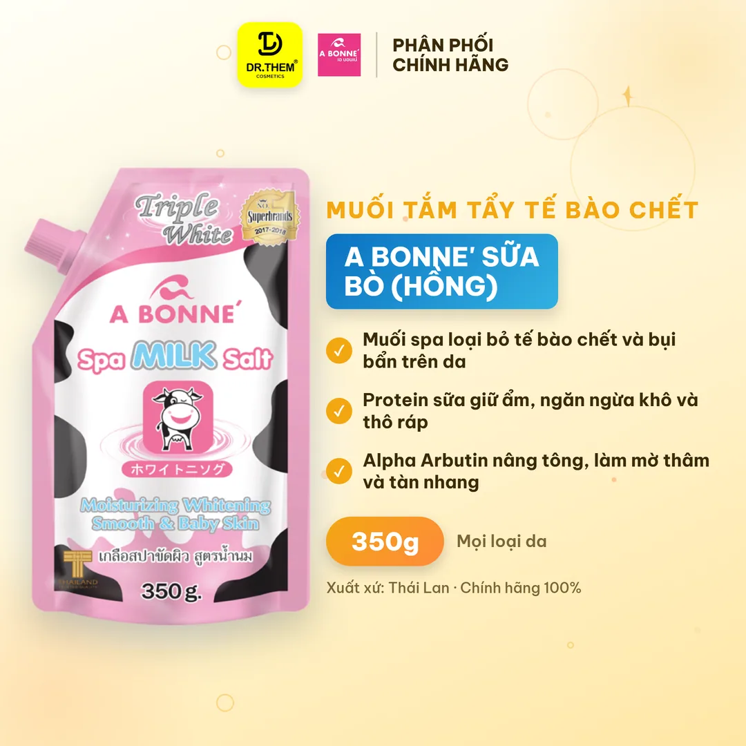Muối Tắm Sữa Bò A Bonne Spa Milk Salt Tẩy Tế Bào Chết Dưỡng Trắng Thái Lan 350g