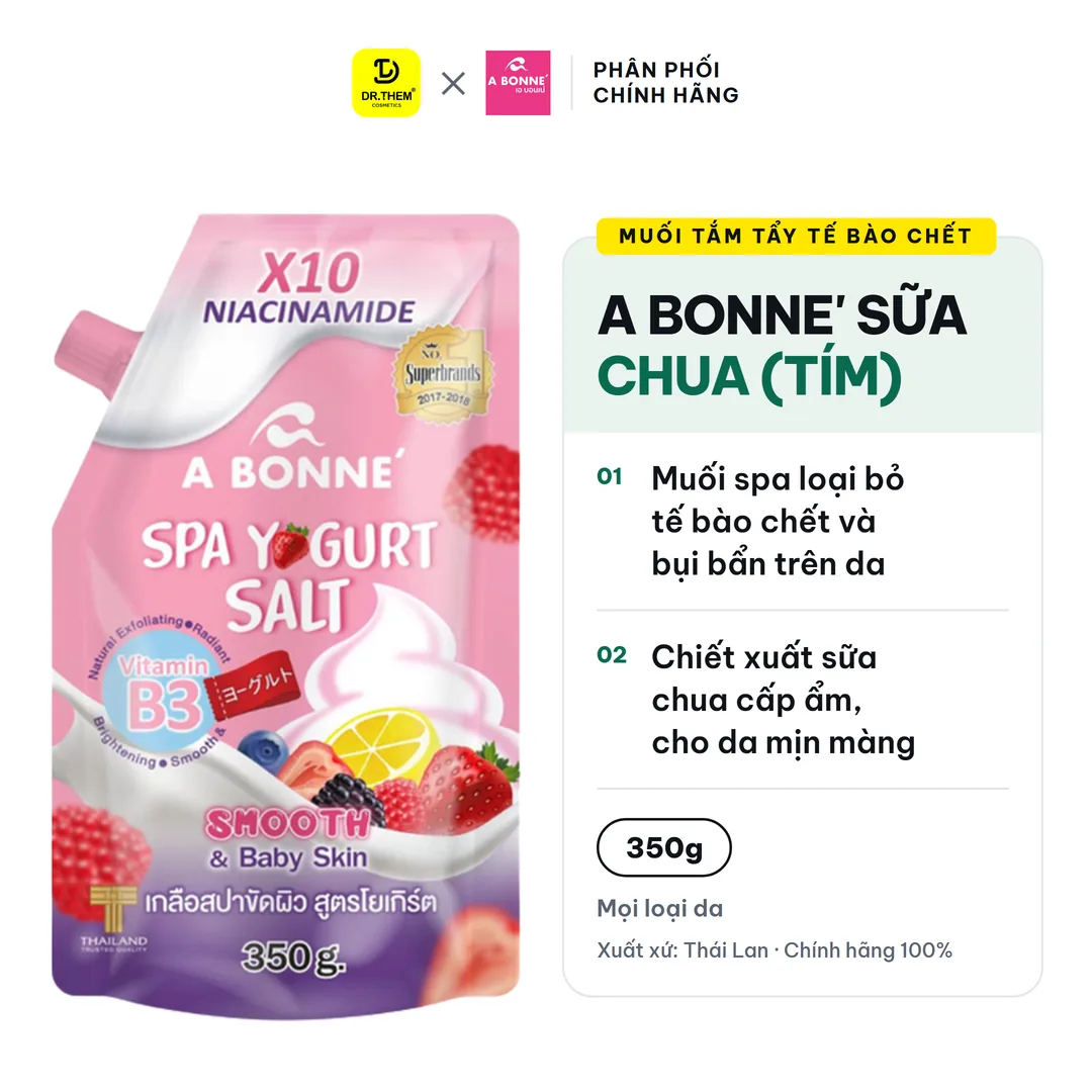 Muối Tắm Sữa Chua A Bonne Spa Milk Salt Yogurt Tẩy Tế Bào Chết Thái Lan 350g