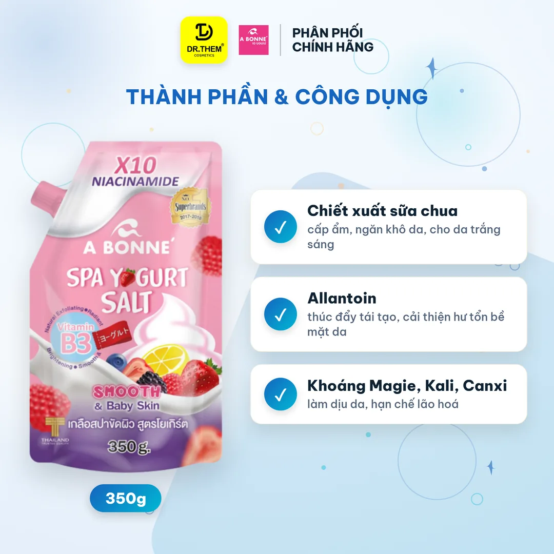 Muối Tắm Sữa Chua A Bonne Spa Milk Salt Yogurt Tẩy Tế Bào Chết Thái Lan 350g 2