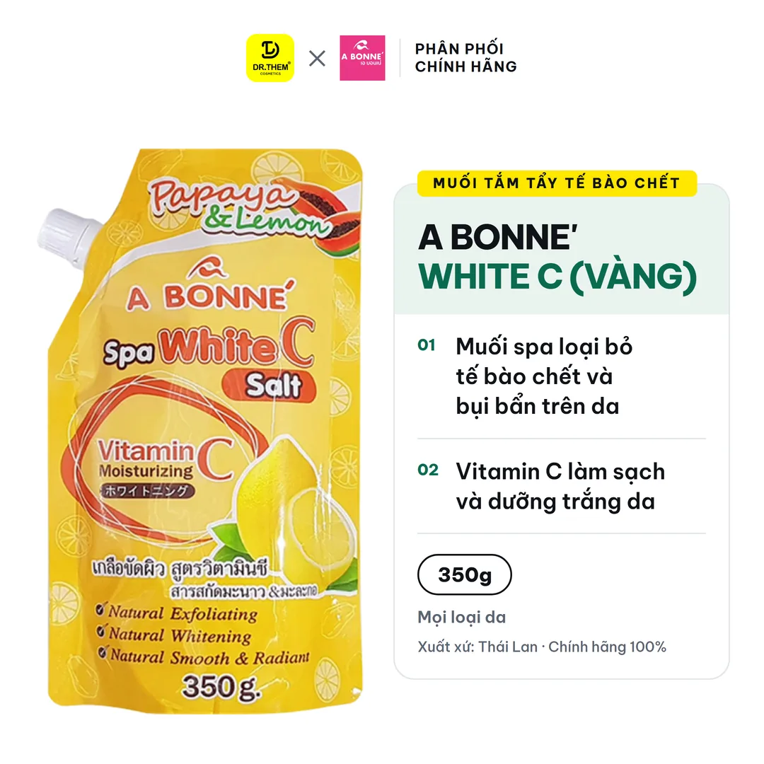 Muối Tắm A Bonne White C Salt Vitamin C Tẩy Tế Bào Chết Dưỡng Trắng Thái Lan 350g