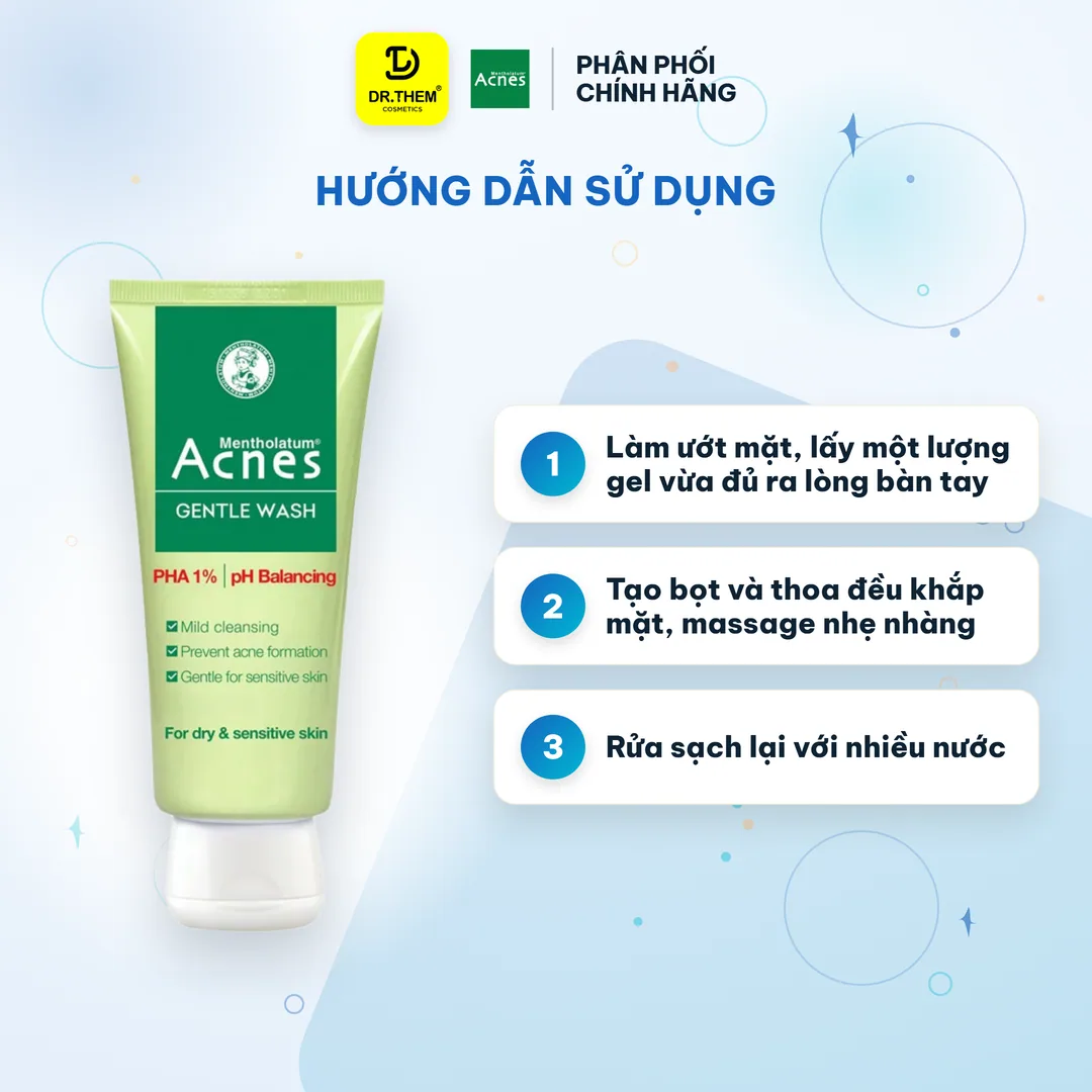 Sữa Rửa Mặt Acnes Gentle Wash PHA Gel Rửa Mặt Dịu Nhẹ Ngăn Ngừa Mụn Cho Da Khô Da Nhạy Cảm 100g 6