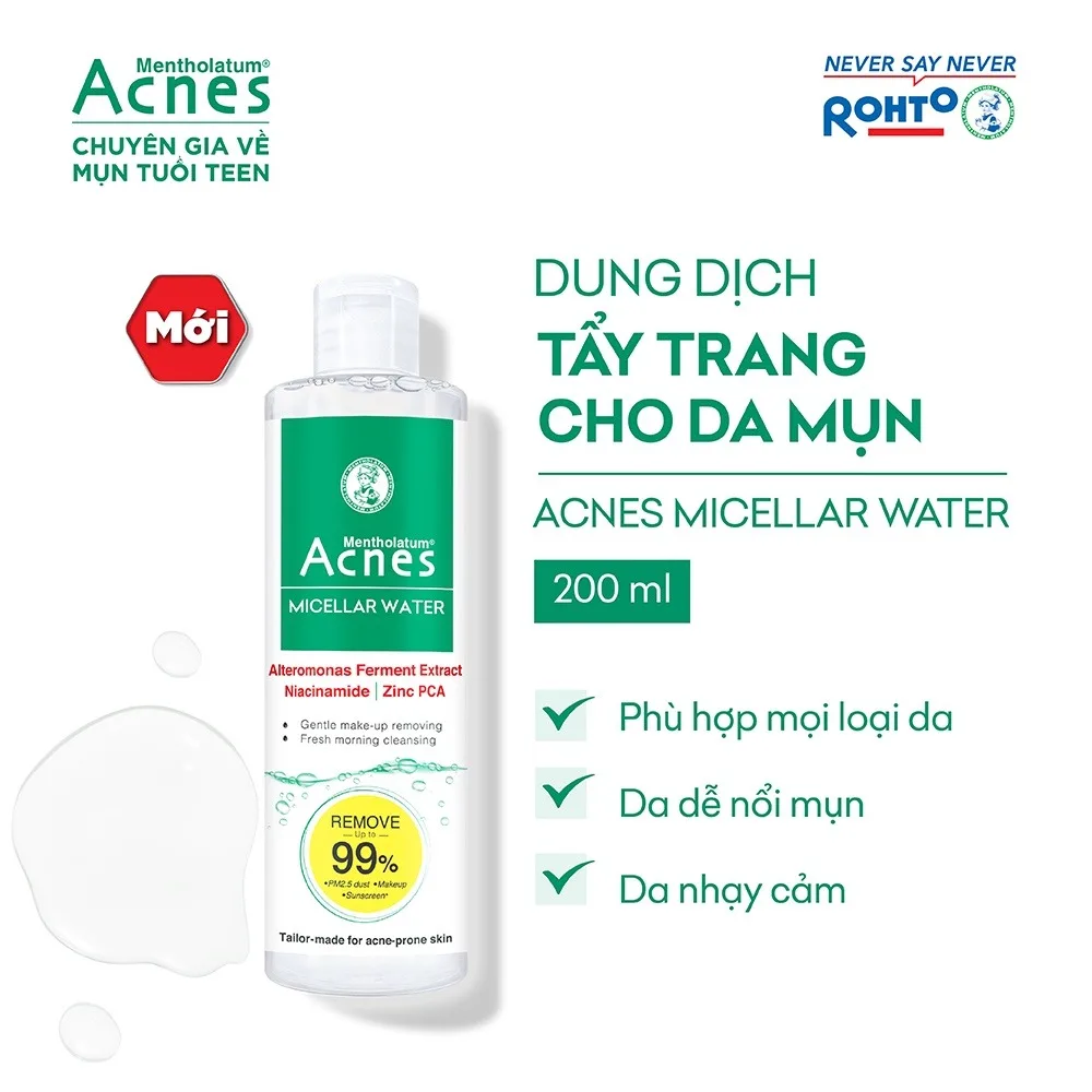 Nước Tẩy Trang Acnes Micellar Water Làm Sạch Dịu Nhẹ Ngăn Ngừa Mụn Cho Da Dầu Mụn Nhạy Cảm 200ml 5