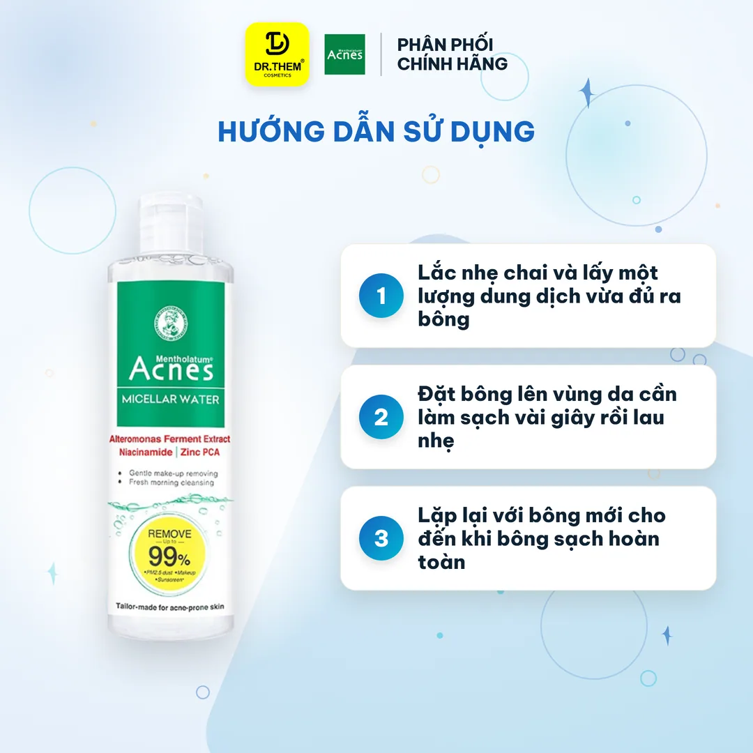 Nước Tẩy Trang Acnes Micellar Water Làm Sạch Dịu Nhẹ Ngăn Ngừa Mụn Cho Da Dầu Mụn Nhạy Cảm 200ml 7