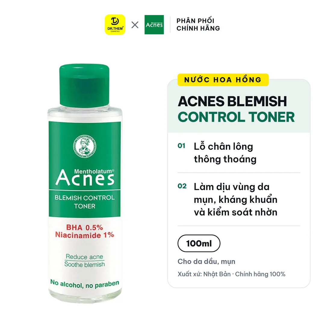 Nước Hoa Hồng Acnes Blemish Control Toner Hỗ Trợ Giảm Mụn Làm Dịu Da Cho Da Dầu Mụn 100ml