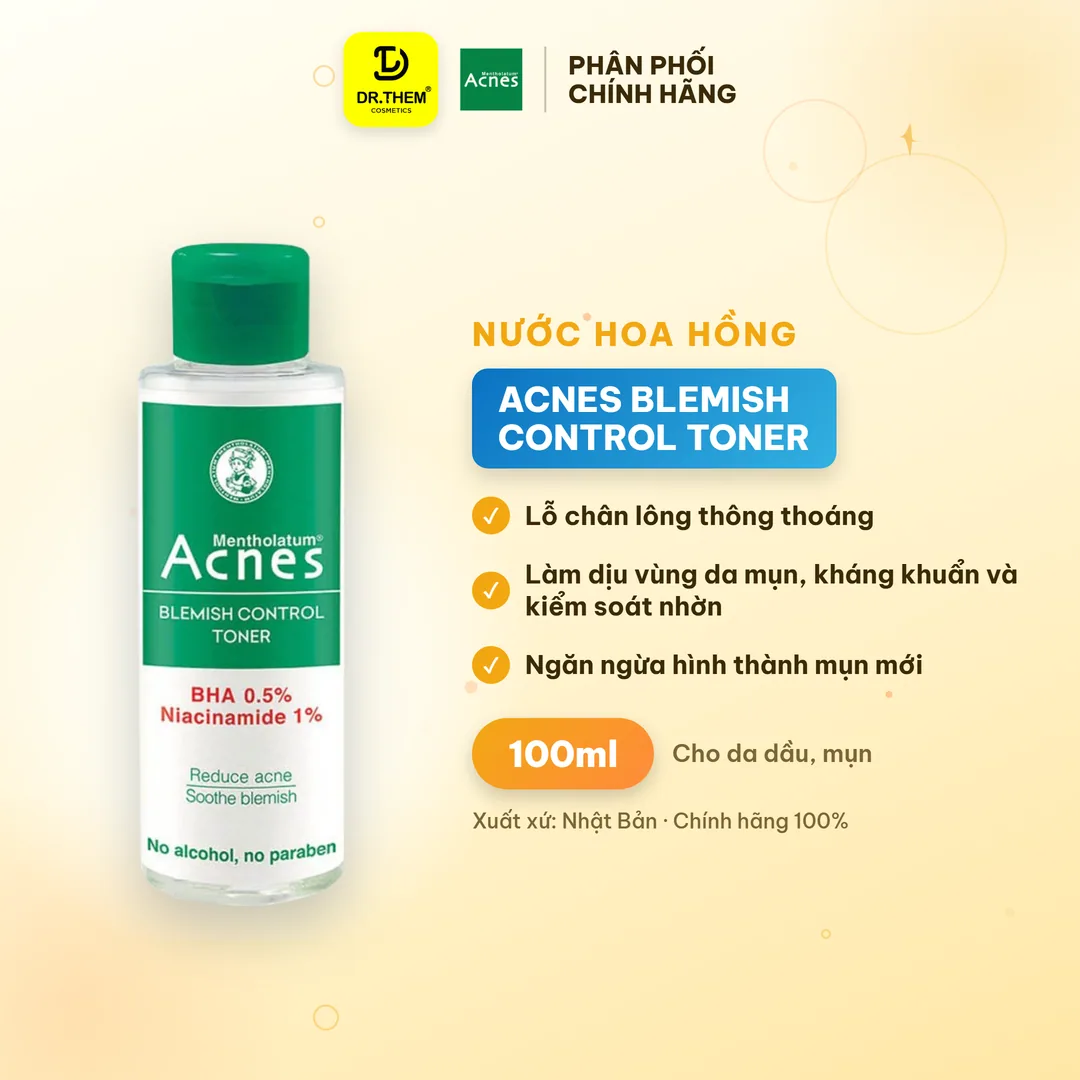 Nước Hoa Hồng Acnes Blemish Control Toner Hỗ Trợ Giảm Mụn Làm Dịu Da Cho Da Dầu Mụn 100ml