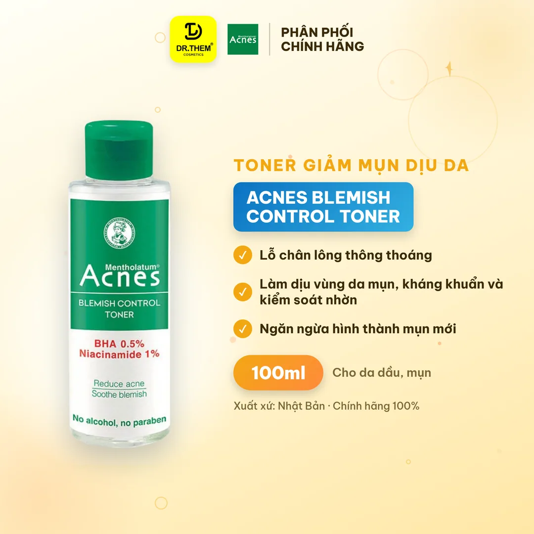 Nước Hoa Hồng Acnes Blemish Control Toner Hỗ Trợ Giảm Mụn Làm Dịu Da Cho Da Dầu Mụn 100ml