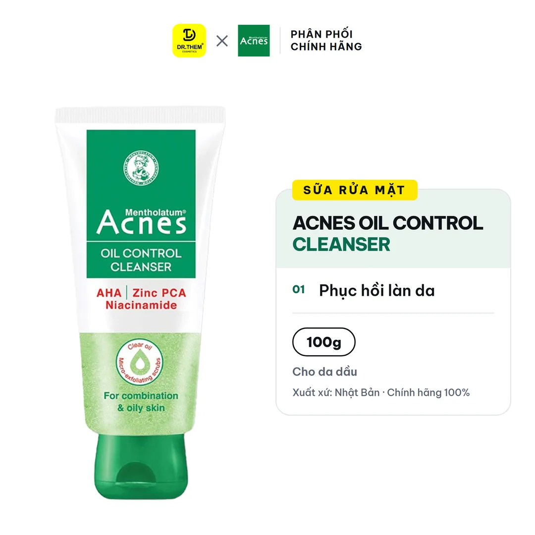 Sữa Rửa Mặt Acnes Oil Control Cleanser 100g - Gel Rửa Mặt Kiểm Soát Nhờn, Ngừa Mụn Cho Da Dầu