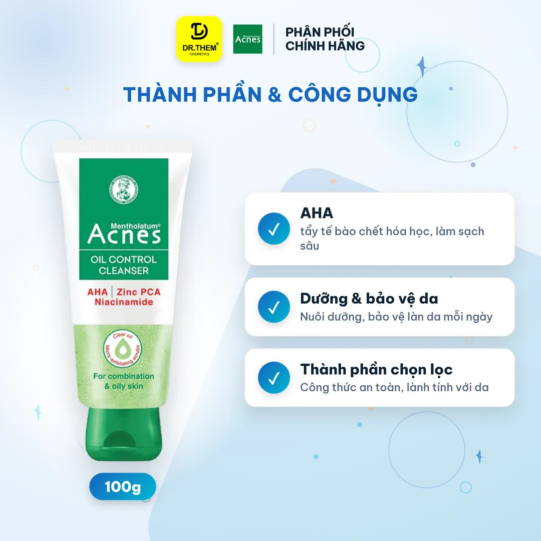 Sữa Rửa Mặt Acnes Oil Control Cleanser 100g - Gel Rửa Mặt Kiểm Soát Nhờn, Ngừa Mụn Cho Da Dầu 2