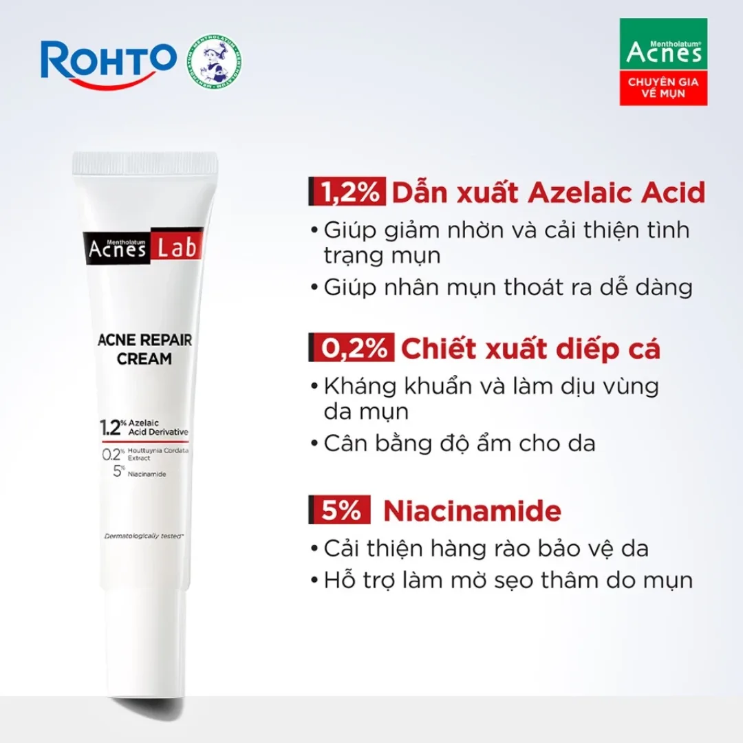Kem Dưỡng Da Acnes Lab Acne Repair Cream Hỗ Trợ Giảm Mụn Chuyên Sâu Làm Dịu Mờ Thâm Cho Da Dầu Mụn 20g 2