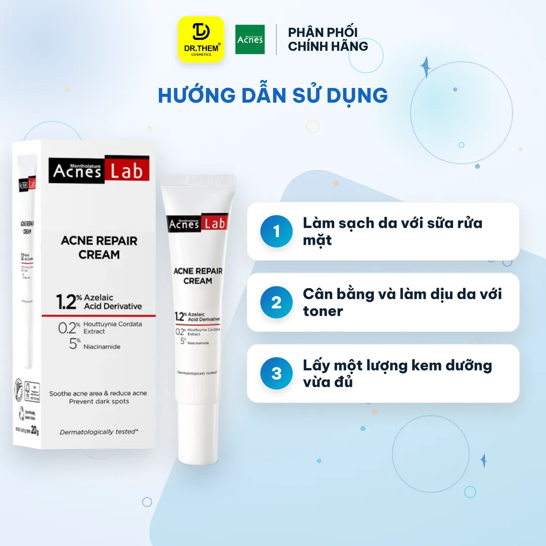 Kem Dưỡng Da Acnes Lab Acne Repair Cream Hỗ Trợ Giảm Mụn Chuyên Sâu Làm Dịu Mờ Thâm Cho Da Dầu Mụn 20g 7