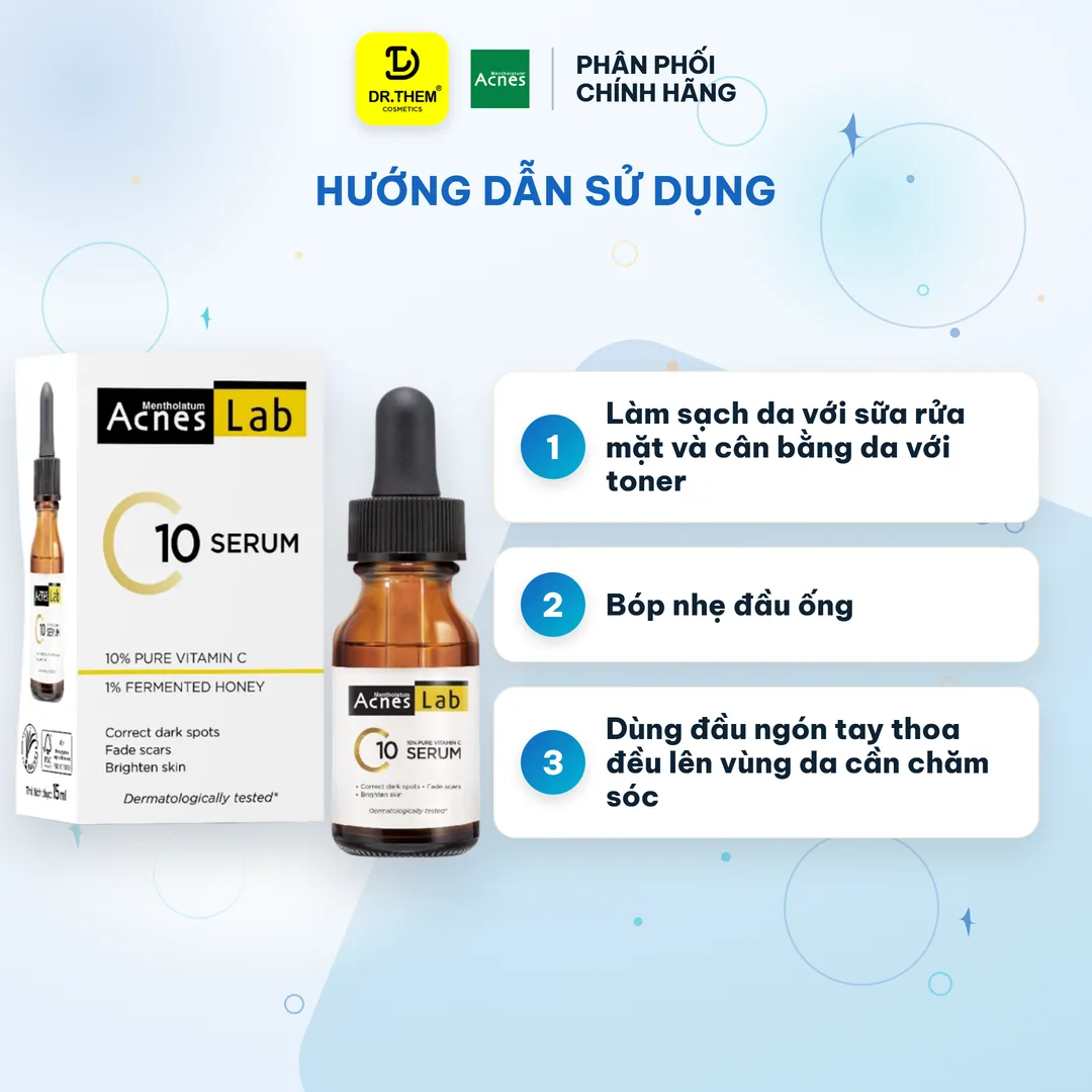 Serum Acnes Lab C10 Vitamin C 10 Phần Trăm Dưỡng Sáng Da Hỗ Trợ Mờ Thâm Sạm Chống Oxy Hóa 15ml 7