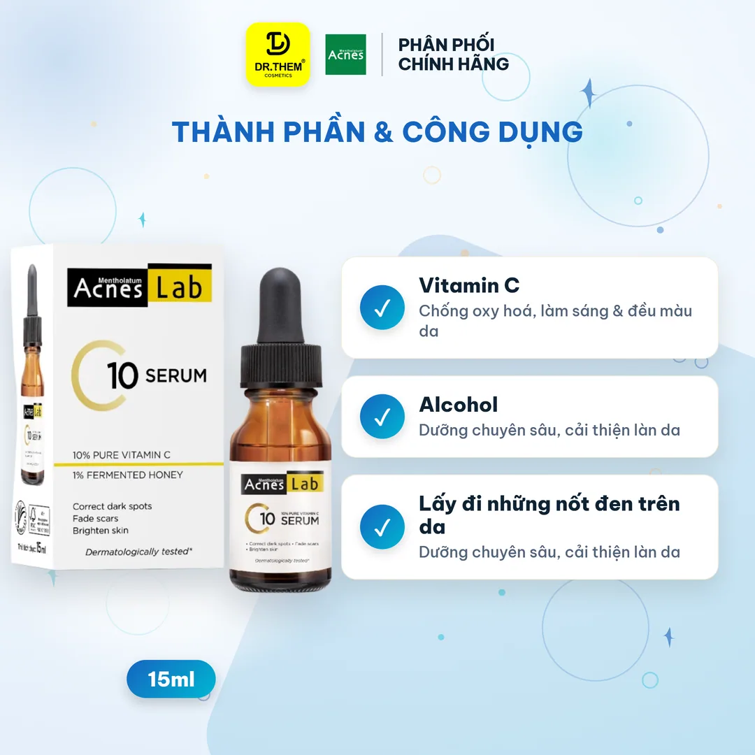 Serum Acnes Lab C10 Vitamin C 10 Phần Trăm Dưỡng Sáng Da Hỗ Trợ Mờ Thâm Sạm Chống Oxy Hóa 15ml 6