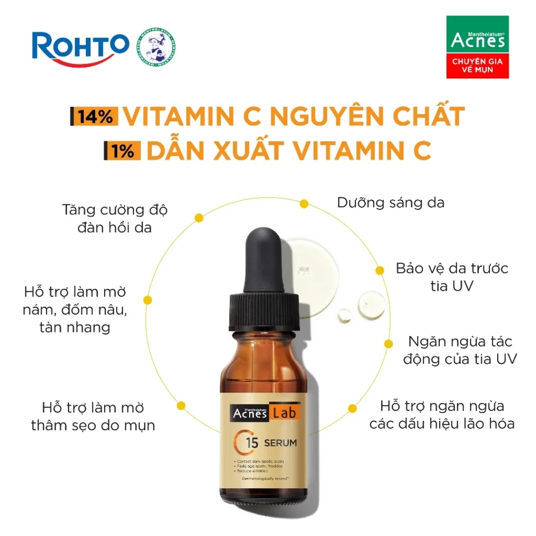 Serum Acnes Lab C15 Vitamin C 15 Phần Trăm Dưỡng Sáng Da Hỗ Trợ Mờ Thâm Ngăn Ngừa Lão Hóa 15ml 3