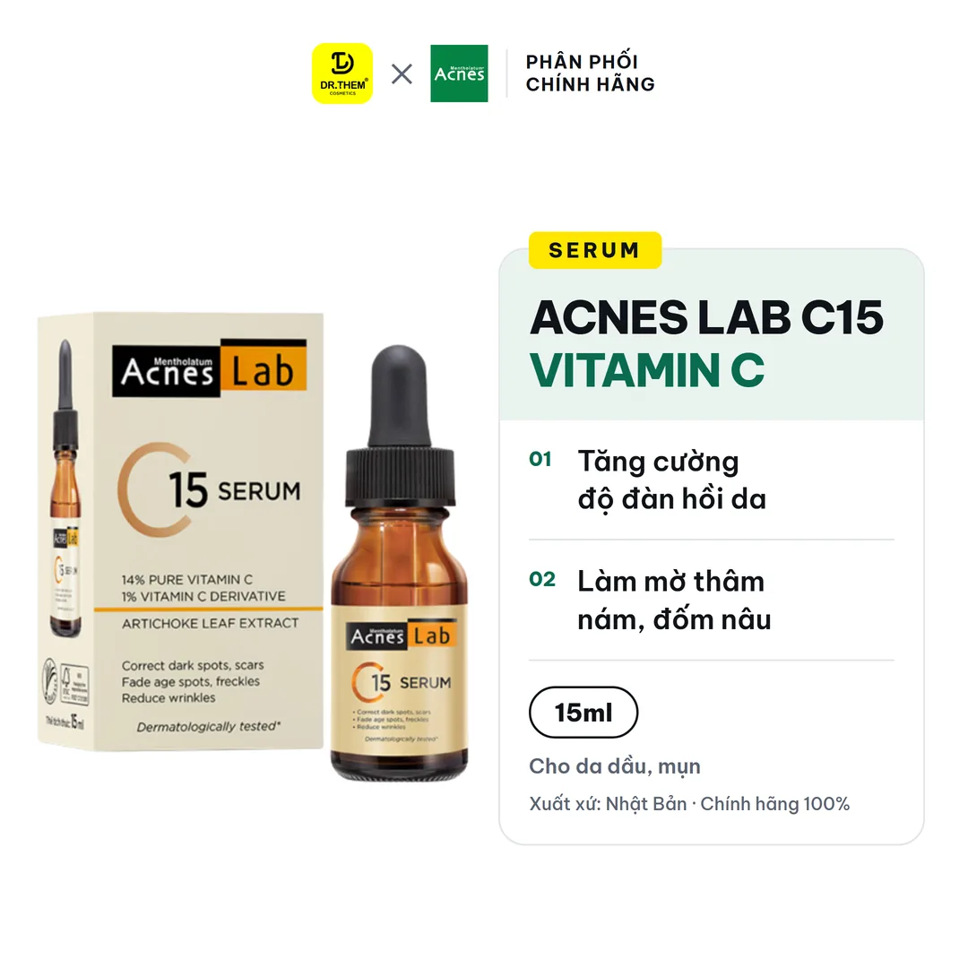 Serum Acnes Lab C15 Vitamin C 15 Phần Trăm Dưỡng Sáng Da Hỗ Trợ Mờ Thâm Ngăn Ngừa Lão Hóa 15ml