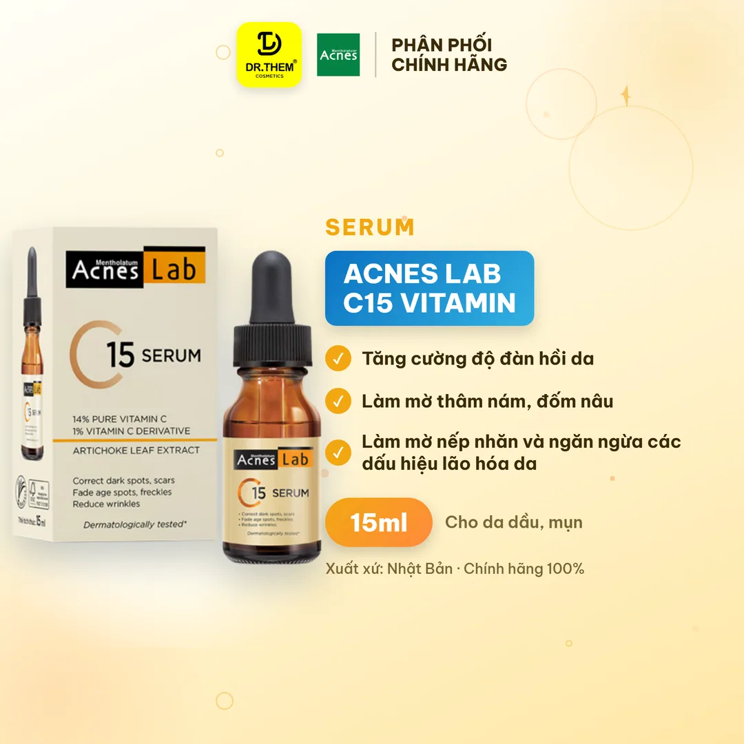 Serum Acnes Lab C15 Vitamin C 15 Phần Trăm Dưỡng Sáng Da Hỗ Trợ Mờ Thâm Ngăn Ngừa Lão Hóa 15ml