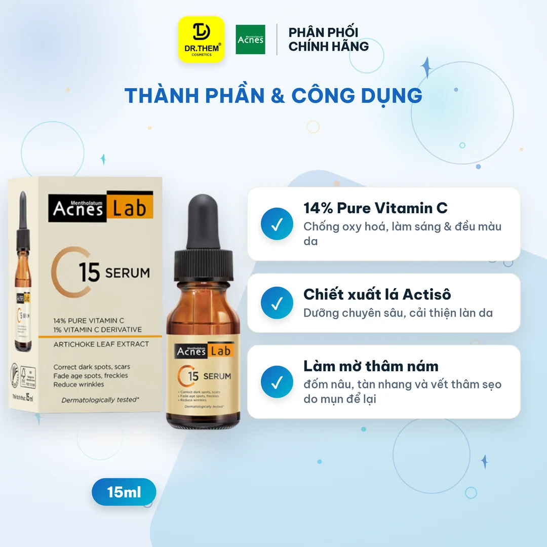 Serum Acnes Lab C15 Vitamin C 15 Phần Trăm Dưỡng Sáng Da Hỗ Trợ Mờ Thâm Ngăn Ngừa Lão Hóa 15ml 6