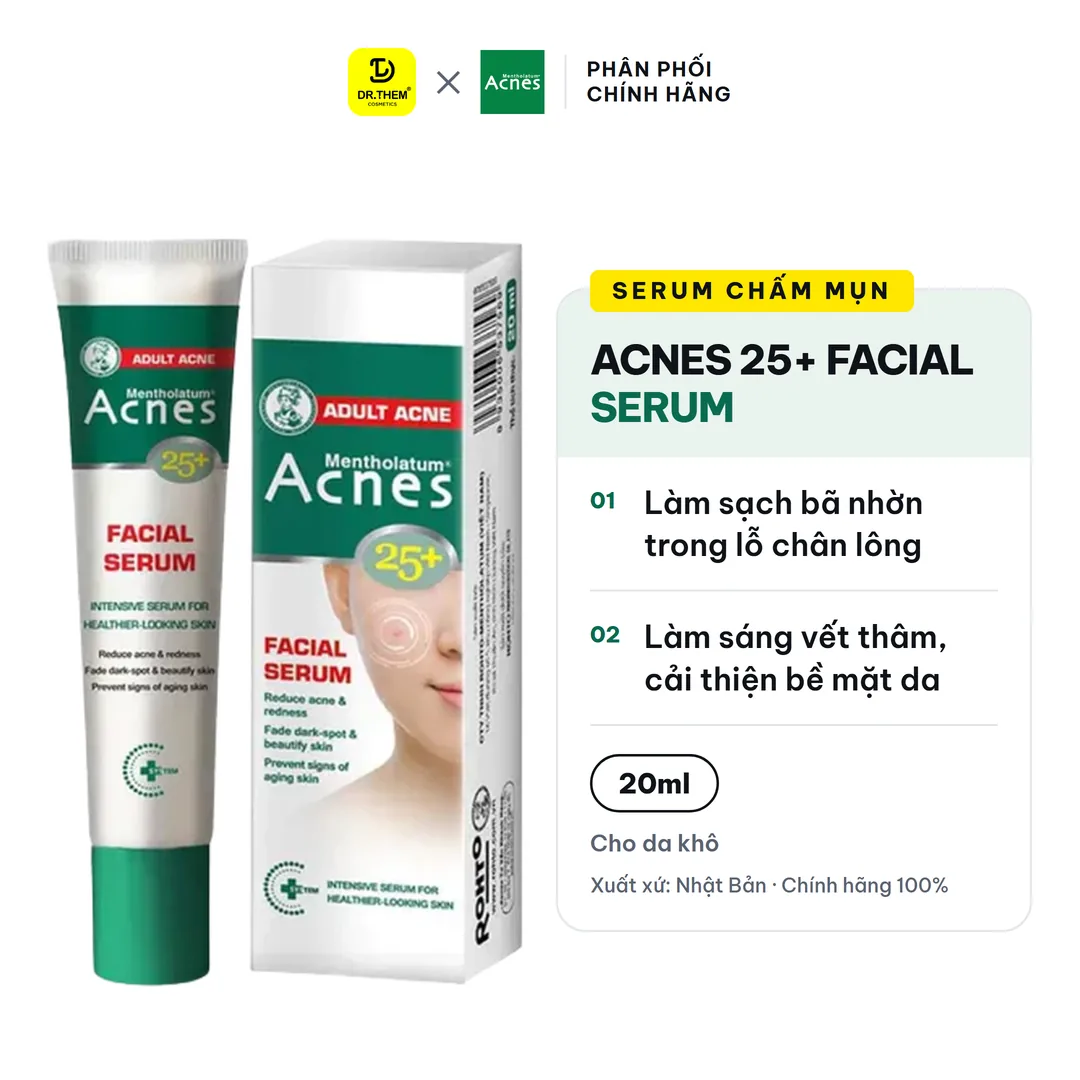 Serum Chấm Mụn Acnes 25+ Facial Serum Hỗ Trợ Giảm Mụn Làm Mờ Thâm Cho Da Mụn Tuổi Trưởng Thành 20ml