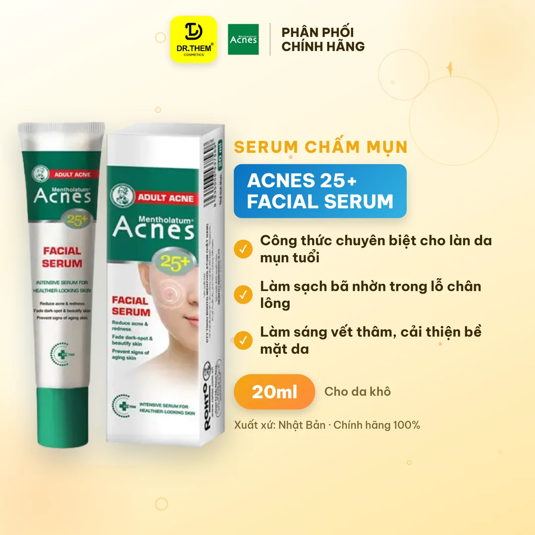 Serum Chấm Mụn Acnes 25+ Facial Serum Hỗ Trợ Giảm Mụn Làm Mờ Thâm Cho Da Mụn Tuổi Trưởng Thành 20ml