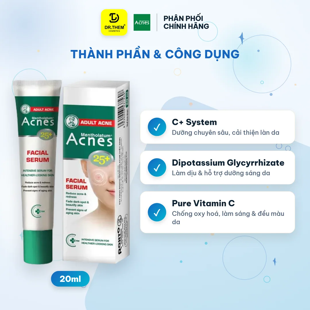 Serum Chấm Mụn Acnes 25+ Facial Serum Hỗ Trợ Giảm Mụn Làm Mờ Thâm Cho Da Mụn Tuổi Trưởng Thành 20ml 6