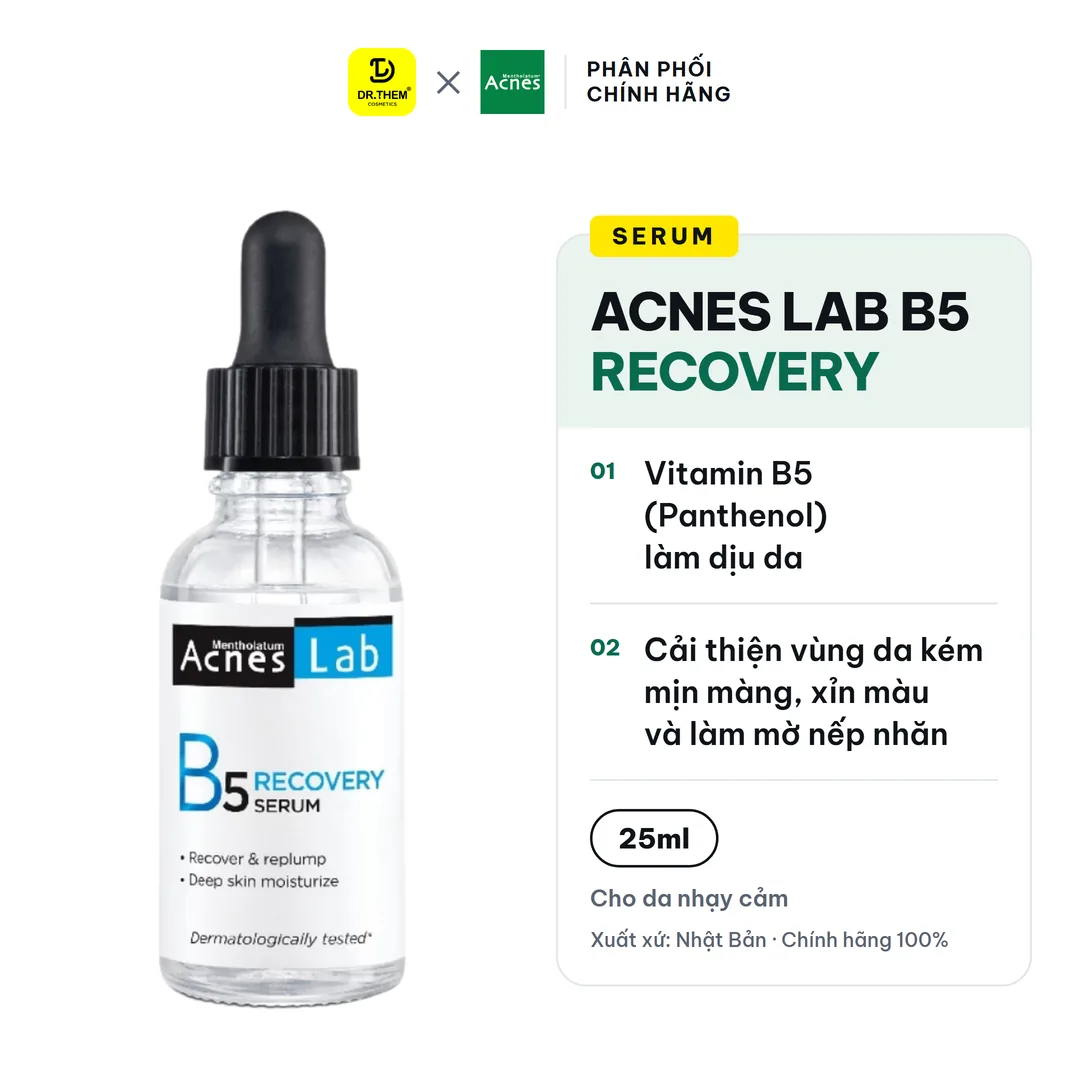 Serum Acnes Lab B5 Recovery Serum Dưỡng Ẩm Chuyên Sâu Làm Dịu Hỗ Trợ Phục Hồi Cho Da Mụn Da Nhạy Cảm 25ml