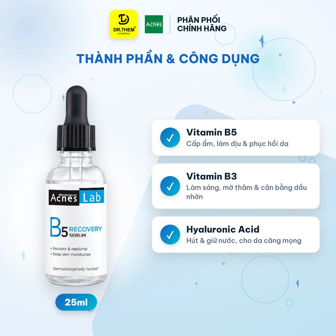 Serum Acnes Lab B5 Recovery Serum Dưỡng Ẩm Chuyên Sâu Làm Dịu Hỗ Trợ Phục Hồi Cho Da Mụn Da Nhạy Cảm 25ml 8