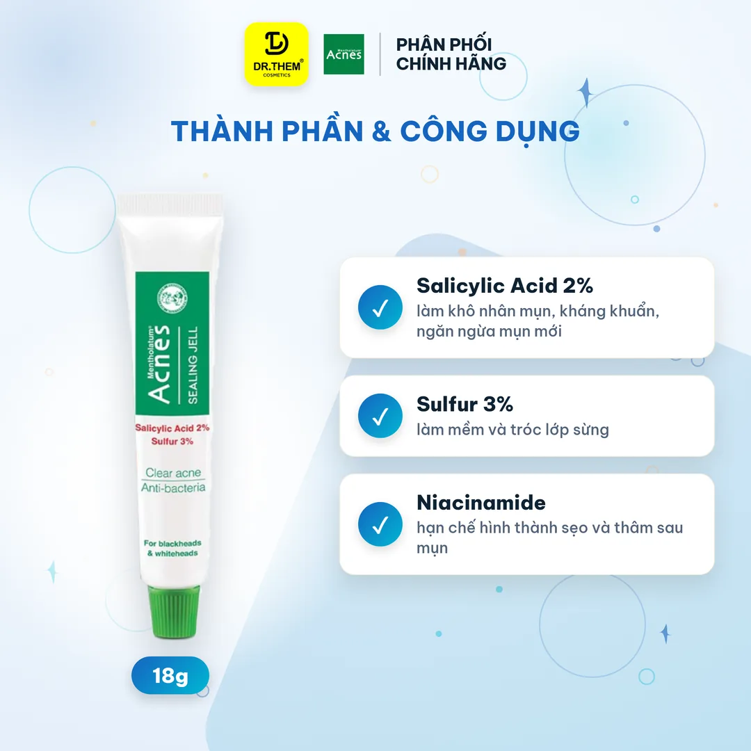 Gel Giảm Mụn Đầu Trắng Và Mụn Đầu Đen Acnes Sealing Jell 18g 2