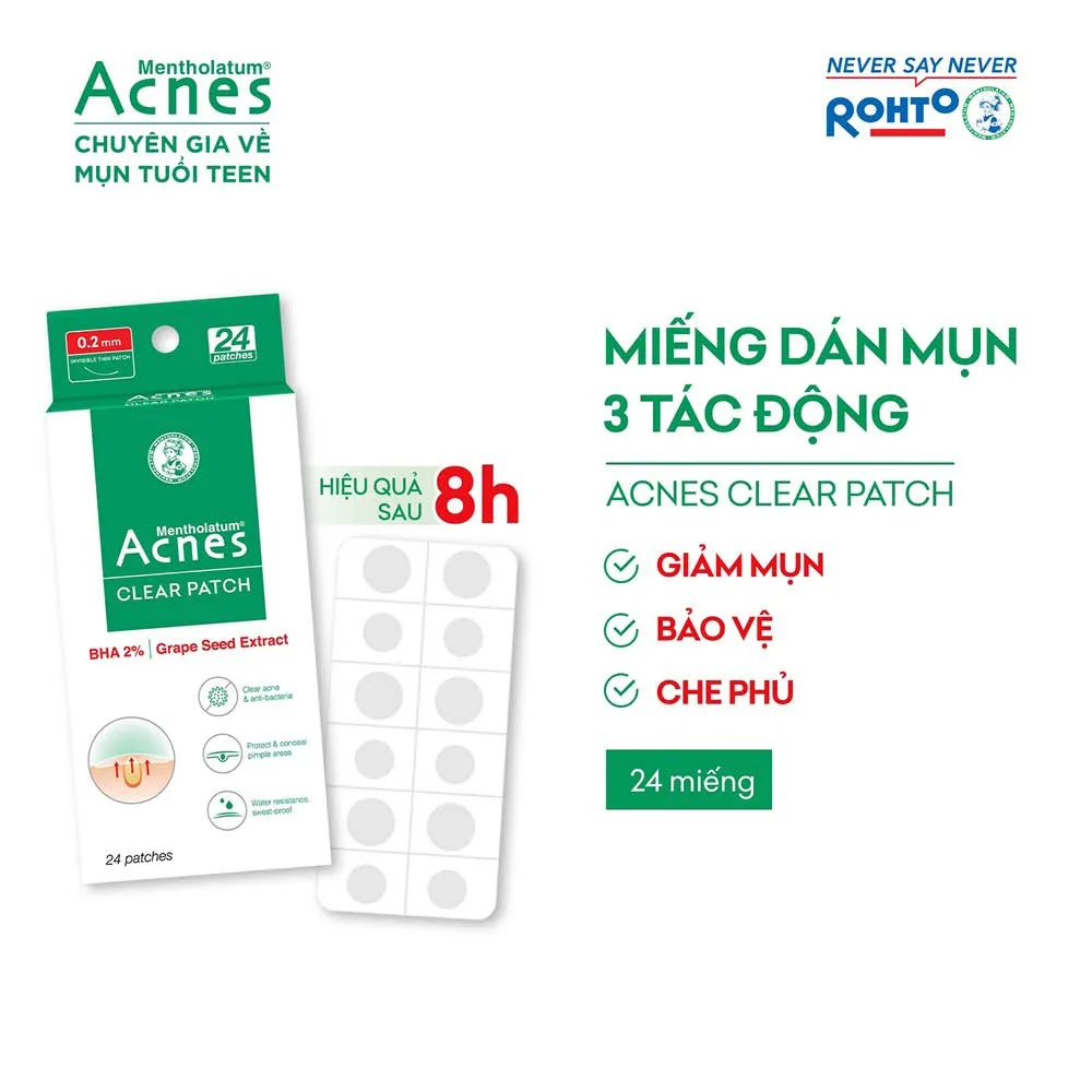 Miếng Dán Mụn Acnes Clear Patch Salicylic Acid Hỗ Trợ Giảm Mụn Sưng Đỏ Che Phủ Tự Nhiên 24 Miếng 3