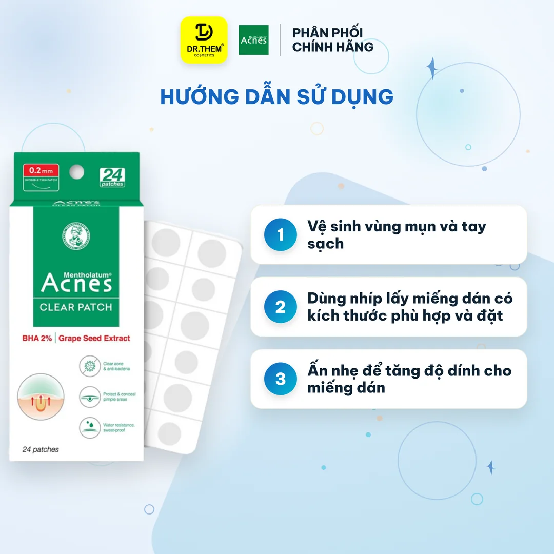 Miếng Dán Mụn Acnes Clear Patch Salicylic Acid Hỗ Trợ Giảm Mụn Sưng Đỏ Che Phủ Tự Nhiên 24 Miếng 7