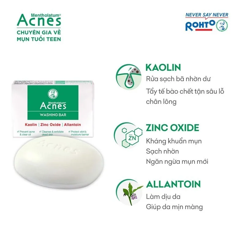 Xà Phòng Rửa Mặt Acnes Washing Bar Hỗ Trợ Làm Sạch Kháng Khuẩn Ngăn Ngừa Mụn Cho Da Dầu Mụn 75g 3