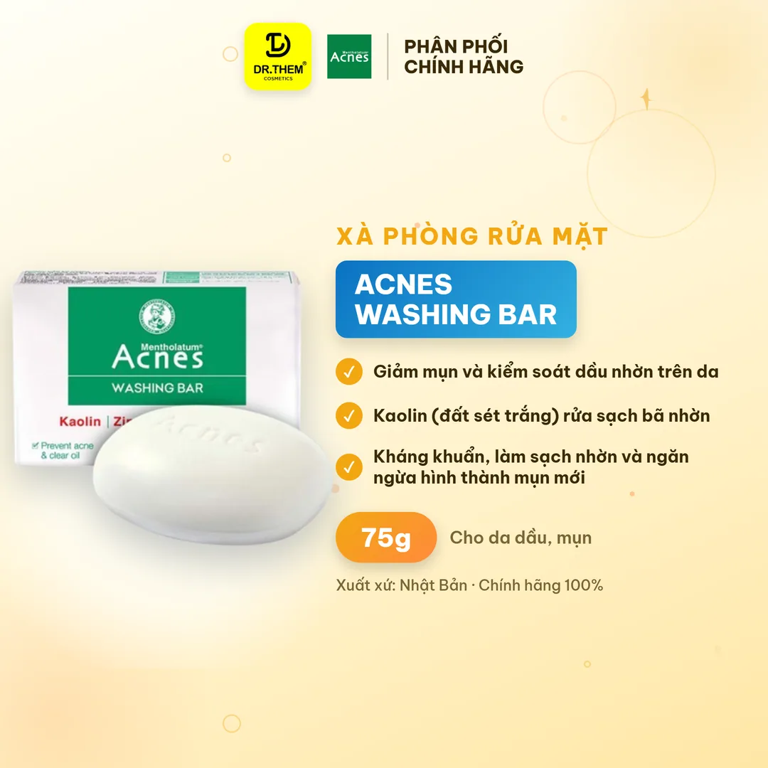 Xà Phòng Rửa Mặt Acnes Washing Bar Hỗ Trợ Làm Sạch Kháng Khuẩn Ngăn Ngừa Mụn Cho Da Dầu Mụn 75g