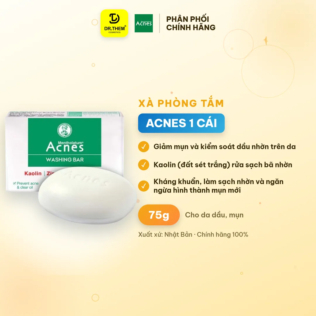Xà Phòng Rửa Mặt Acnes Washing Bar Hỗ Trợ Làm Sạch Kháng Khuẩn Ngăn Ngừa Mụn Cho Da Dầu Mụn 75g