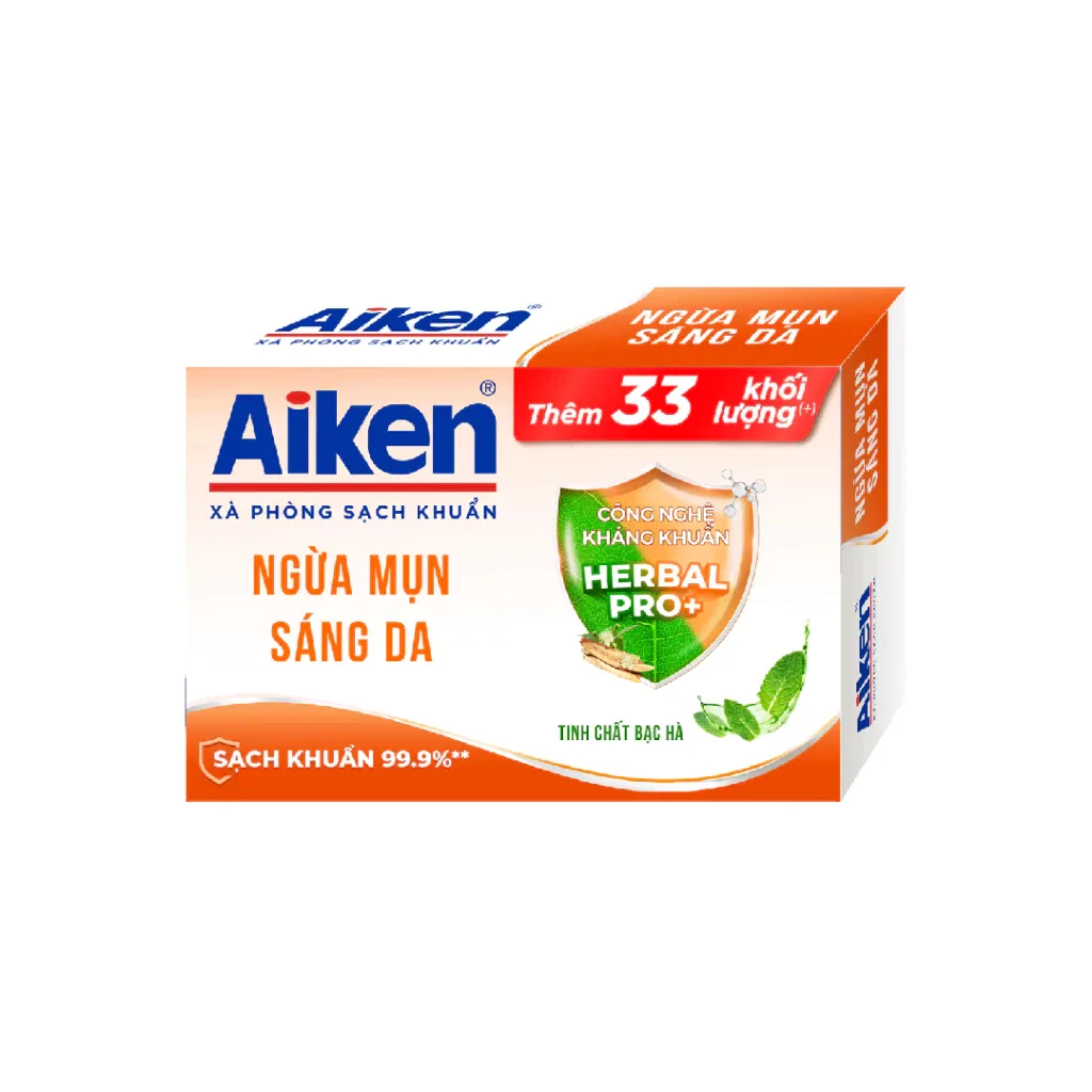 Quà Tặng Xà Phòng Aiken Sạch Khuẩn Ngừa Mụn Sáng Da Chiết Xuất Bạc Hà 120g