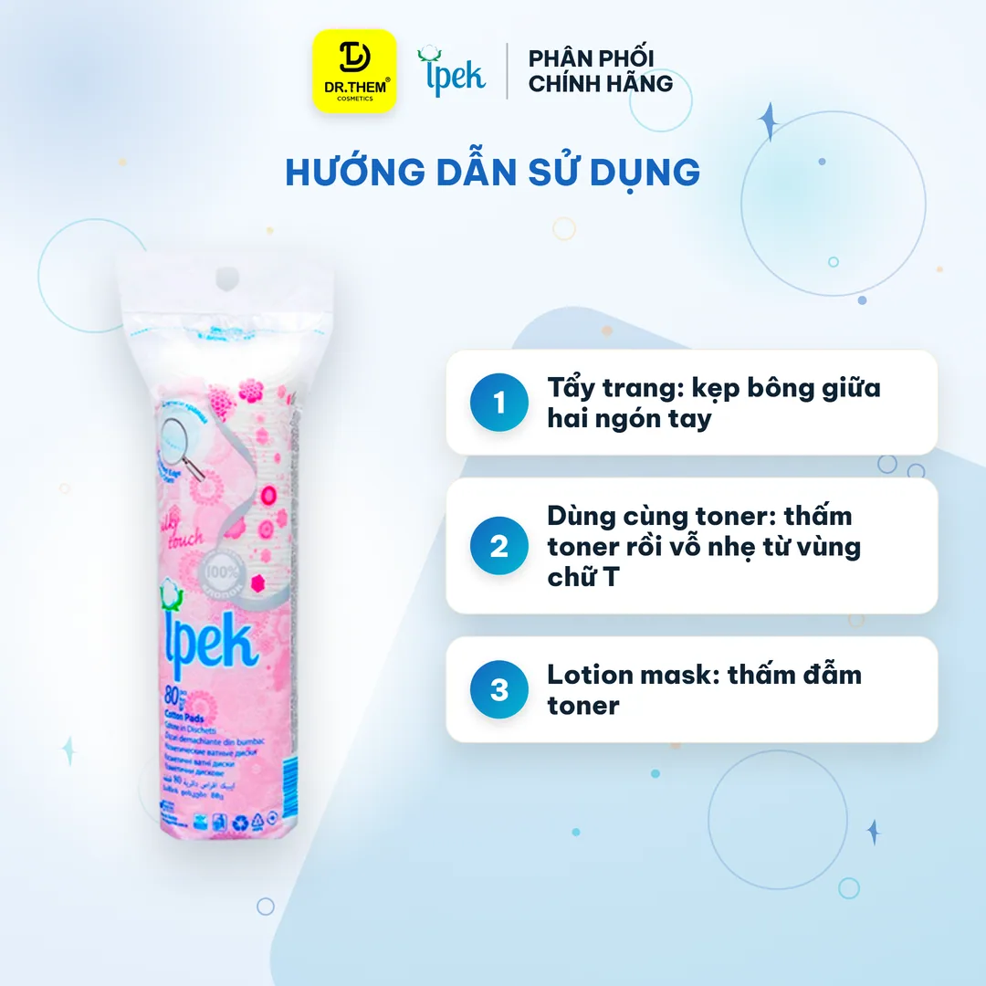 Bông Tẩy Trang Ipek Klasik Cotton Pads 3 Lớp 100% Cotton Tự Nhiên Mềm Mịn 80 Miếng 3