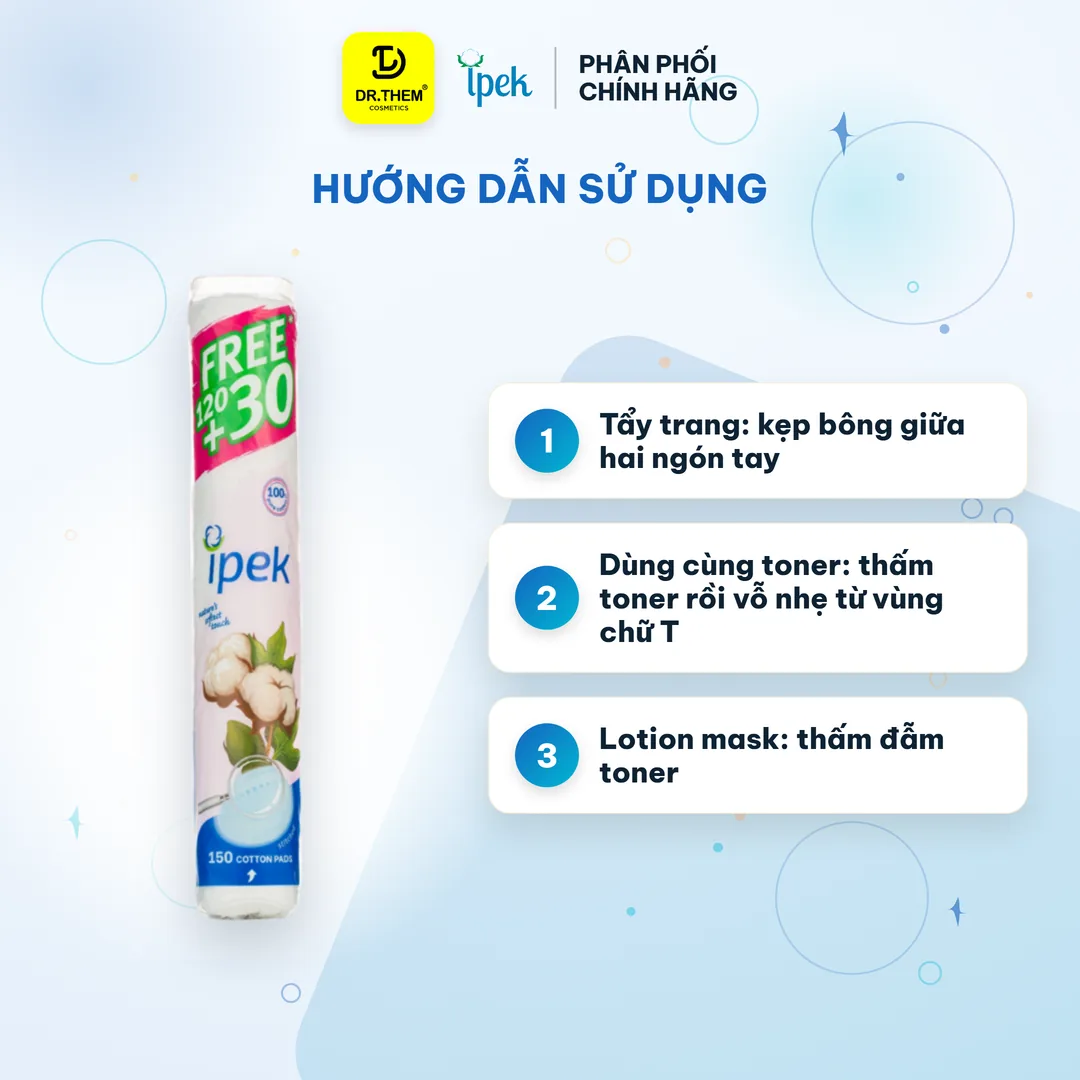 Bông Tẩy Trang Ipek Klasik Cotton Pads 3 Lớp 100% Cotton Tự Nhiên Mềm Mịn 150 Miếng 3