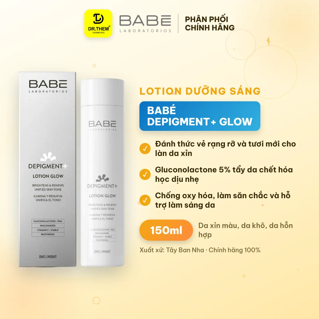 Lotion Laboratorios Babé DEPIGMENT+ Lotion Glow Dưỡng Sáng Hỗ Trợ Làm Mờ Thâm Nám Đều Màu Da 150ml