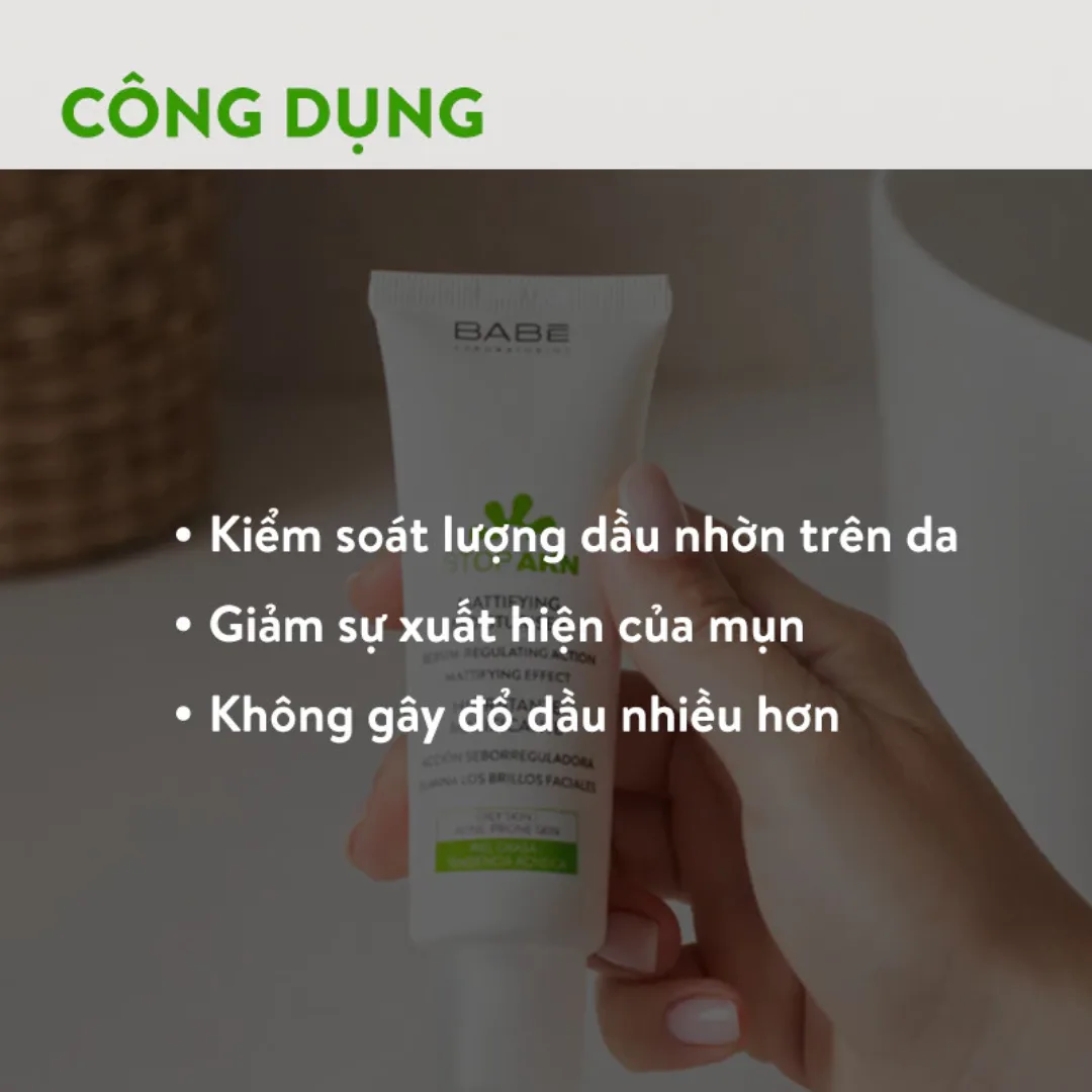 Kem Dưỡng Ẩm Laboratorios Babé Mattifying Fluid Moisturiser Kiềm Dầu Hỗ Trợ Giảm Mụn Cho Da Dầu 50ml 4