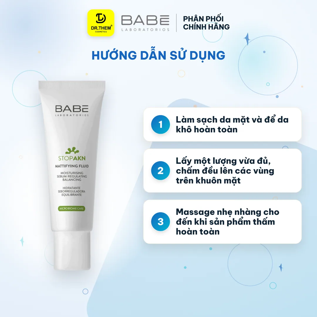 Kem Dưỡng Ẩm Laboratorios Babé Mattifying Fluid Moisturiser Kiềm Dầu Hỗ Trợ Giảm Mụn Cho Da Dầu 50ml 9