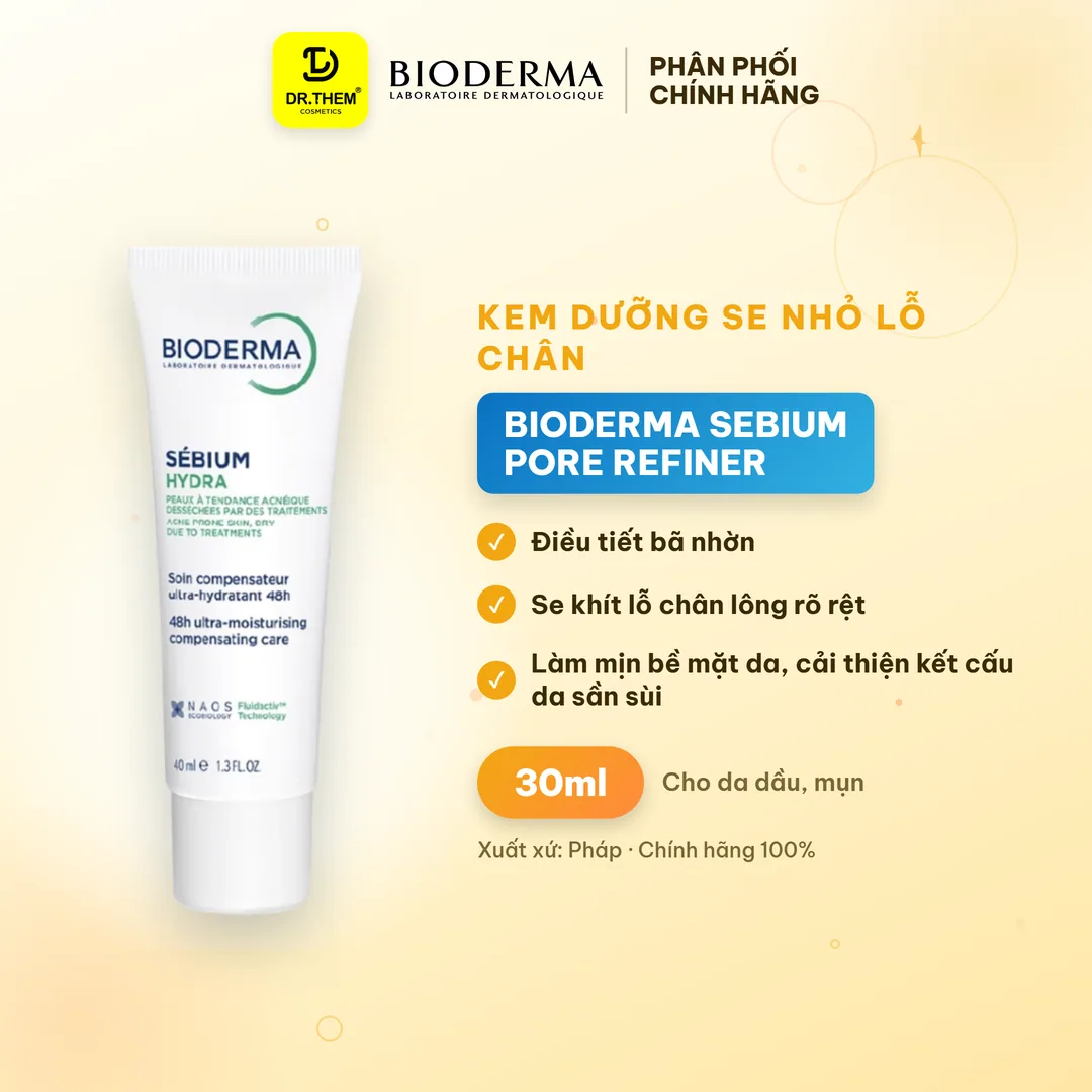 Kem Dưỡng Bioderma Sébium Pore Refiner Kiềm Dầu Hỗ Trợ Se Khít Lỗ Chân Lông Cho Da Hỗn Hợp Đến Da Dầu 30ml