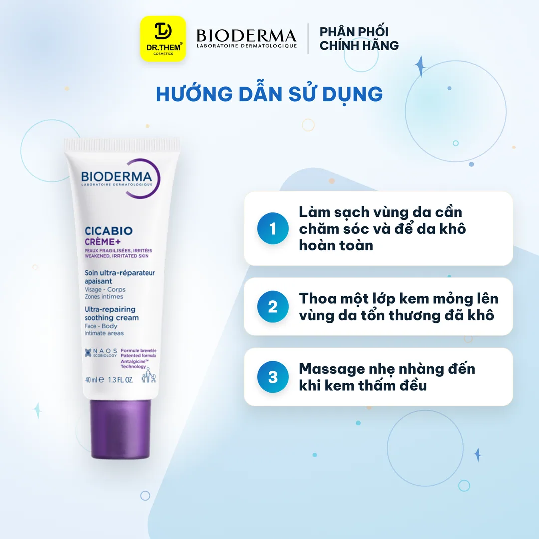 Kem Dưỡng Bioderma Cicabio Crème Hỗ Trợ Phục Hồi Làm Dịu Da Tổn Thương Cho Mọi Loại Da Nhạy Cảm 40ml 6