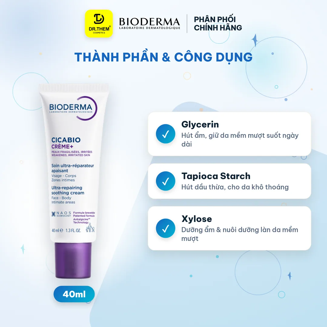 Kem Dưỡng Bioderma Cicabio Crème Hỗ Trợ Phục Hồi Làm Dịu Da Tổn Thương Cho Mọi Loại Da Nhạy Cảm 40ml 5