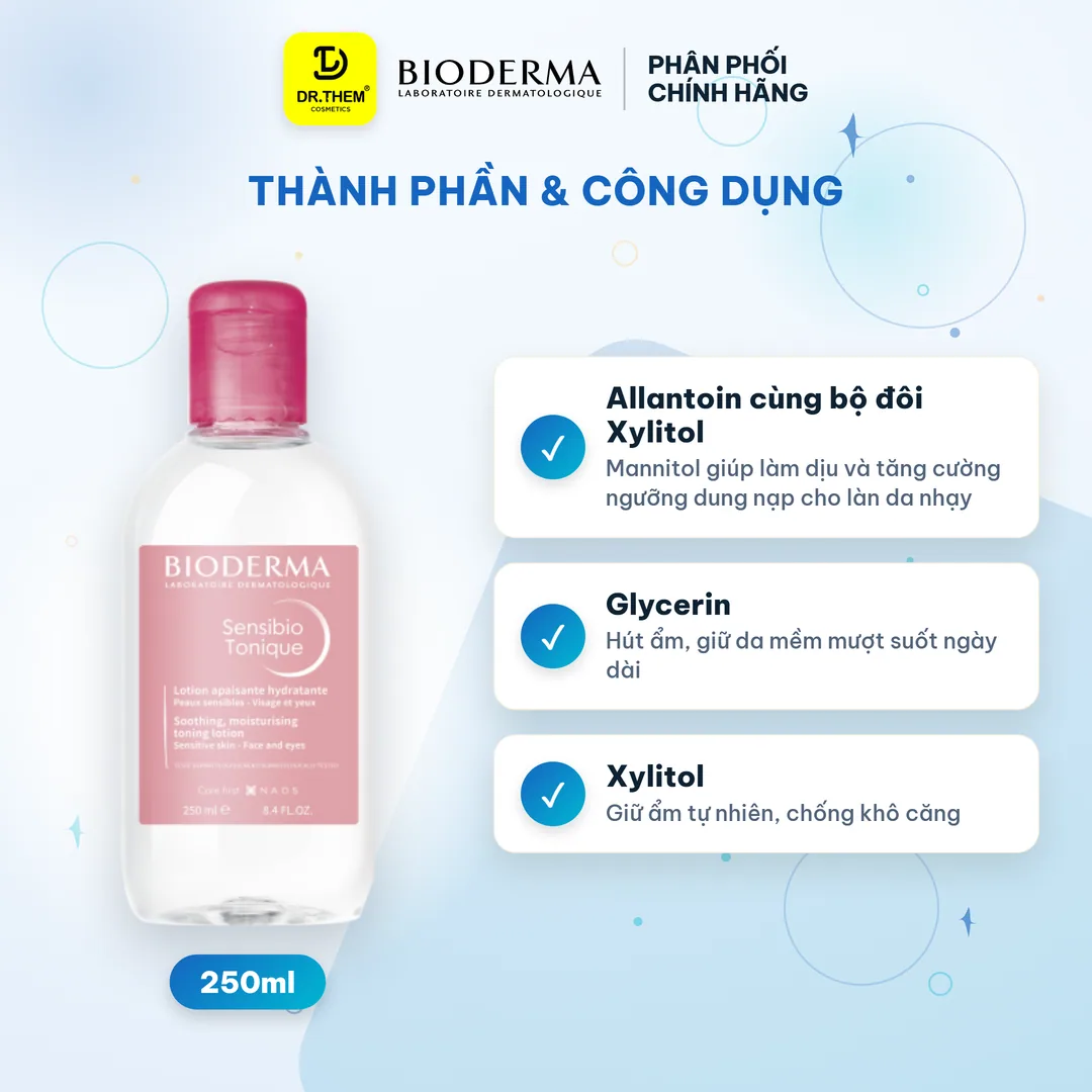 Nước Cân Bằng Bioderma Sensibio Tonique Làm Dịu Cấp Ẩm Cho Da Nhạy Cảm Và Mọi Loại Da 250ml 3