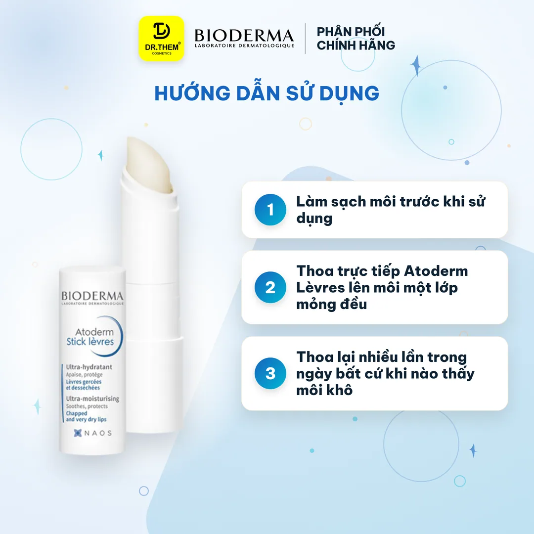 Son Dưỡng Môi Bioderma Atoderm Stick Lèvres Bơ Hạt Mỡ Phục Hồi Dưỡng Ẩm Cho Môi Khô Nứt Nẻ 4g 5