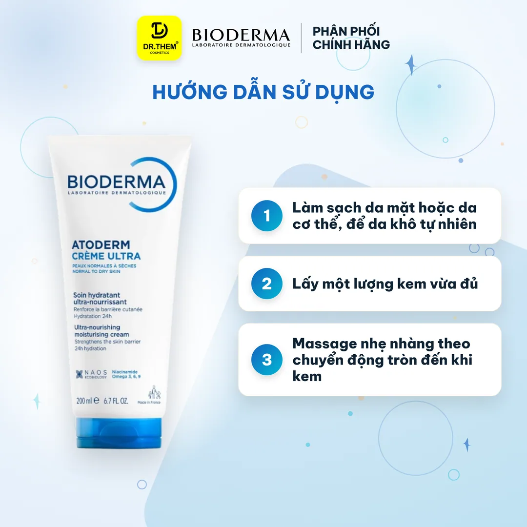 Kem Dưỡng Ẩm Bioderma Atoderm Crème Ultra Hỗ Trợ Phục Hồi Hàng Rào Bảo Vệ Da Cho Da Khô Rất Khô Nhạy Cảm 200ml 6