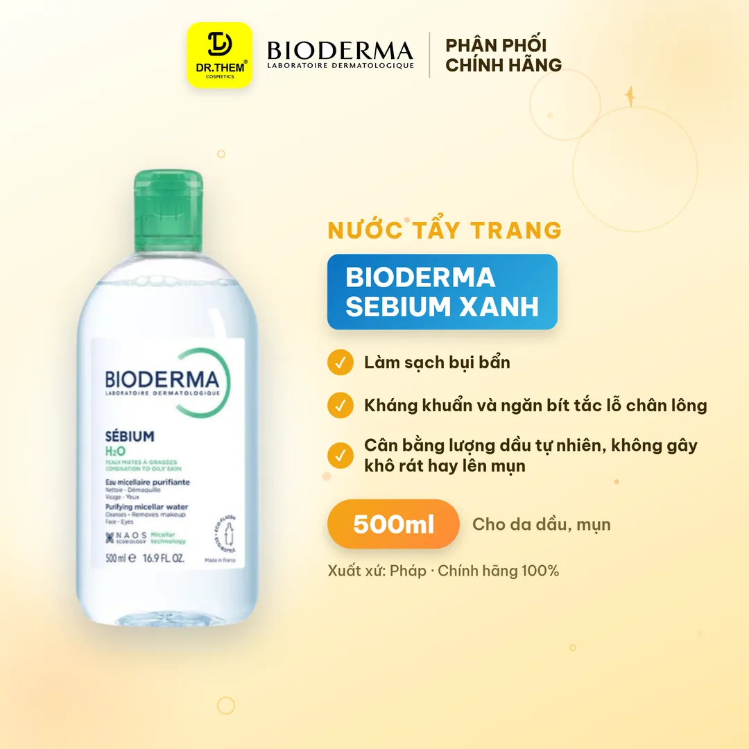 Nước Tẩy Trang Bioderma Sensibio Sébium H2O Làm Sạch Sâu Dịu Nhẹ Cho Da Nhạy Cảm Và Da Dầu Mụn 100ml 500ml 3