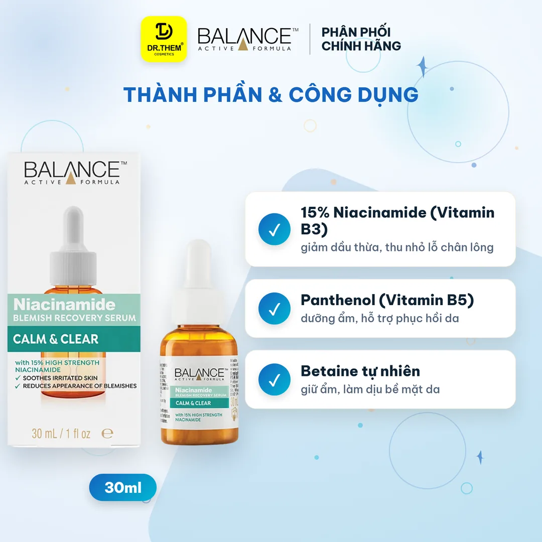 Serum Balance Active Formula 15% Niacinamide Kiềm Dầu Se Lỗ Chân Lông 30ml 2