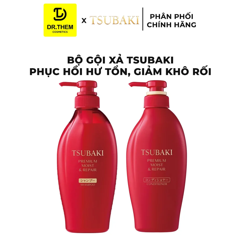 Bộ Đôi Gội Xả Tsubaki Premium Repair Phục Hồi Hư Tổn Chuyên Sâu Dưỡng Tóc Suôn Mượt Bóng Khỏe 490ml/Chai 8