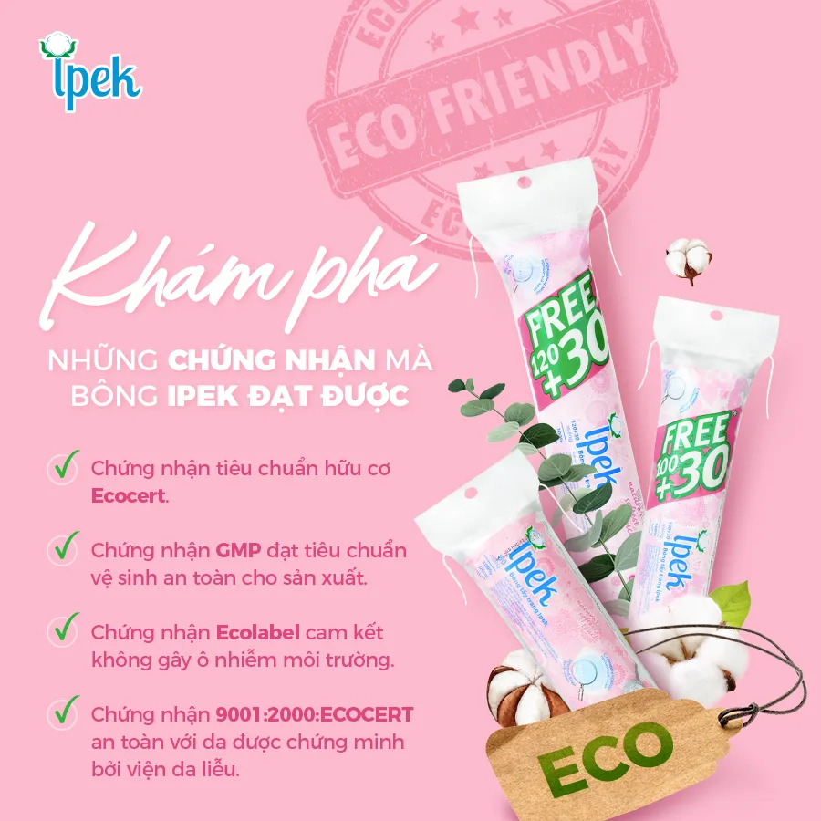 Bông Tẩy Trang Ipek Klasik Cotton Pads 3 Lớp 100% Cotton Tự Nhiên Mềm Mịn Cho Mọi Loại Da 150 Miếng 5