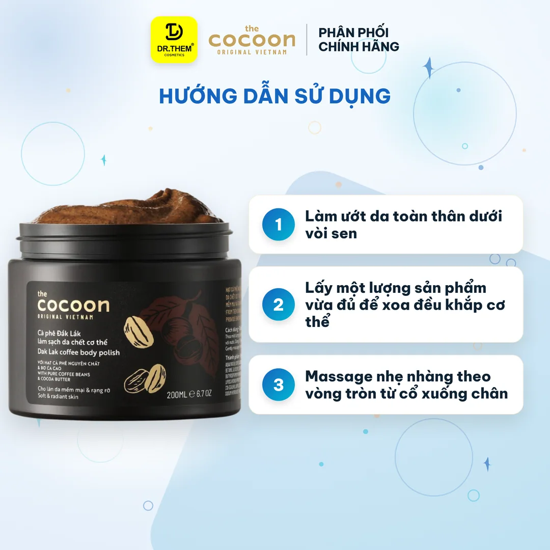 Tẩy Da Chết Cơ Thể Cocoon Dak Lak Coffee Body Polish Cà Phê Đắk Lắk Cho Làn Da Mềm Mại Sáng Mịn 200ml 9