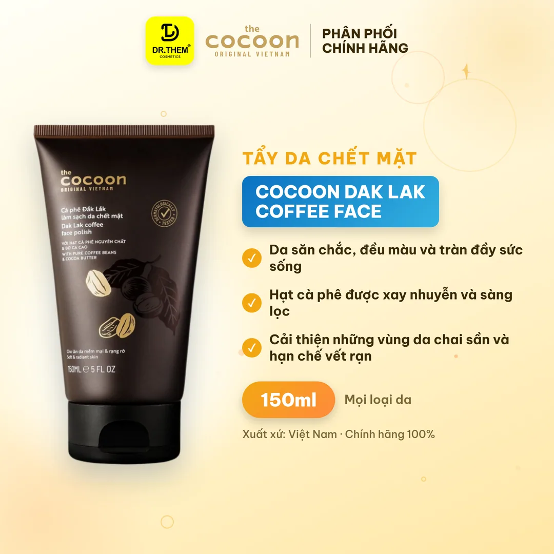 Tẩy Da Chết Mặt Cocoon Dak Lak Coffee Face Polish Cà Phê Đắk Lắk Làm Sạch Tế Bào Chết Sáng Mịn Da 150ml
